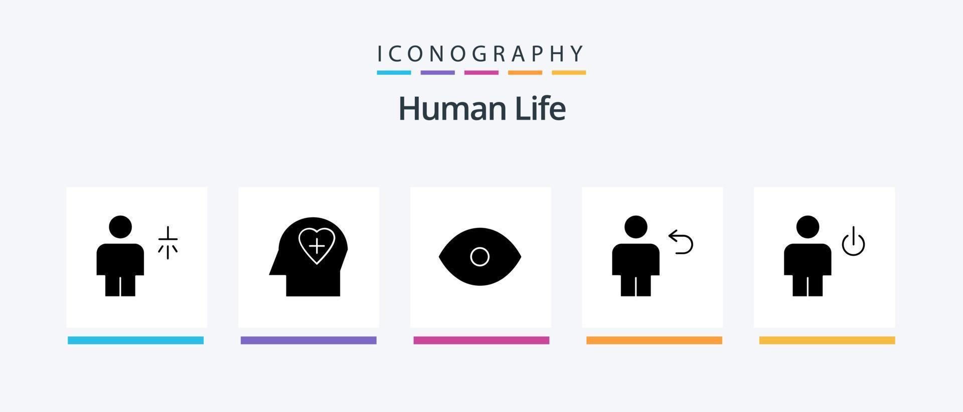 Human Glyph 5 Icon Pack Including avatar. human. eye. body. avatar. Creative Icons Design vector