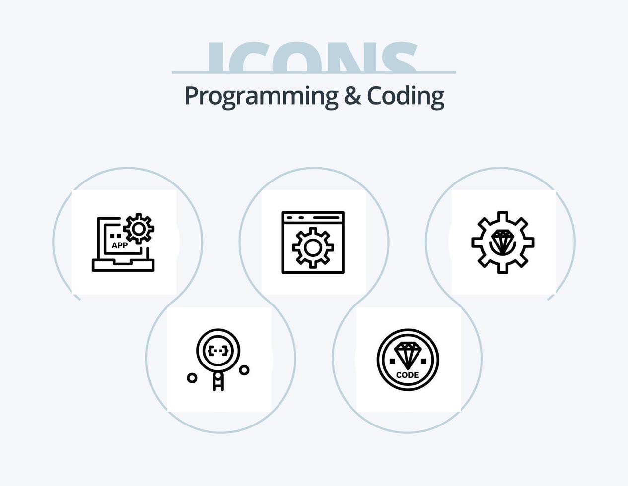 Programming And Coding Line Icon Pack 5 Icon Design. . . development. programming. development vector