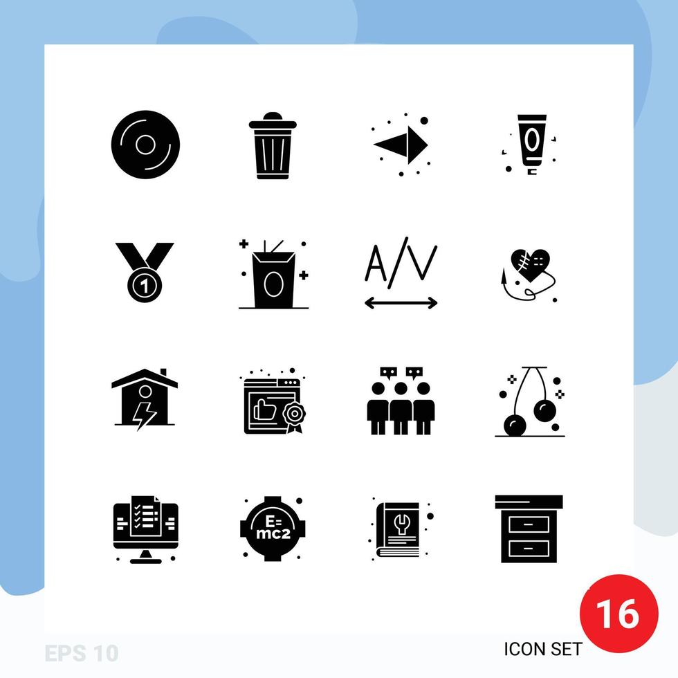 Universal Icon Symbols Group of 16 Modern Solid Glyphs of award winner tree toothpaste cream Editable Vector Design Elements