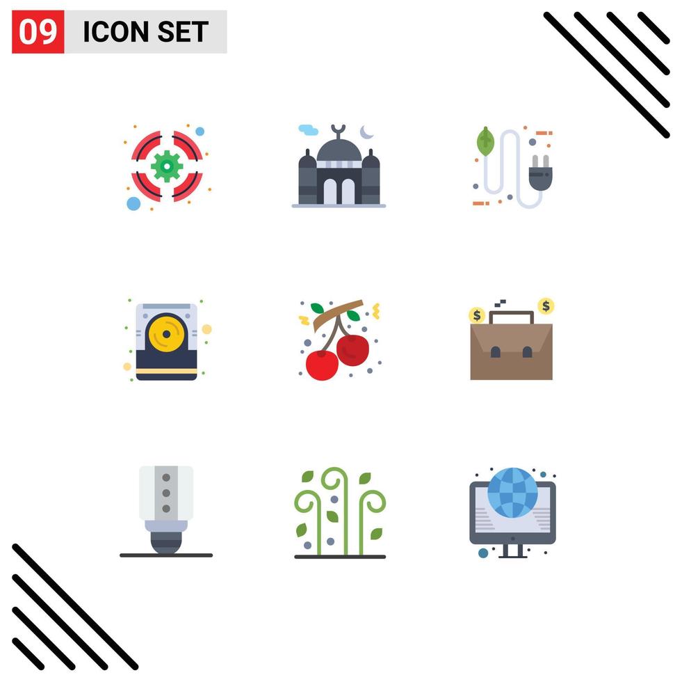Pack of 9 Modern Flat Colors Signs and Symbols for Web Print Media such as electronic data pray computer electricity Editable Vector Design Elements