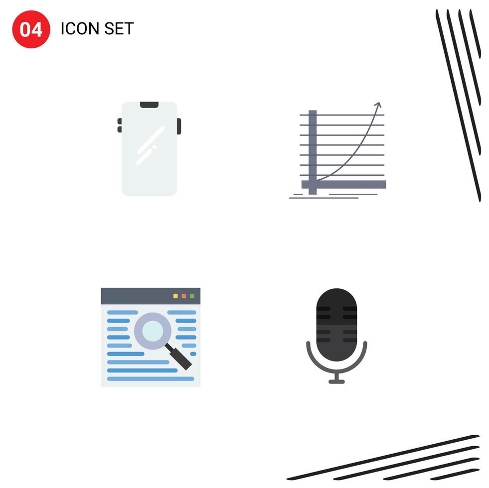 Pictogram Set of 4 Simple Flat Icons of phone goal huawei chart online Editable Vector Design Elements