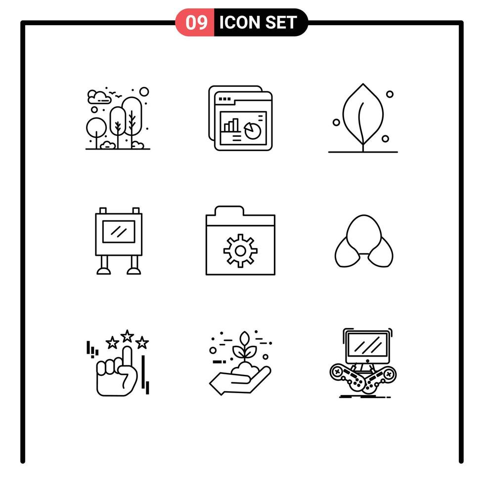 Universal Icon Symbols Group of 9 Modern Outlines of control billboard web advertising nature Editable Vector Design Elements