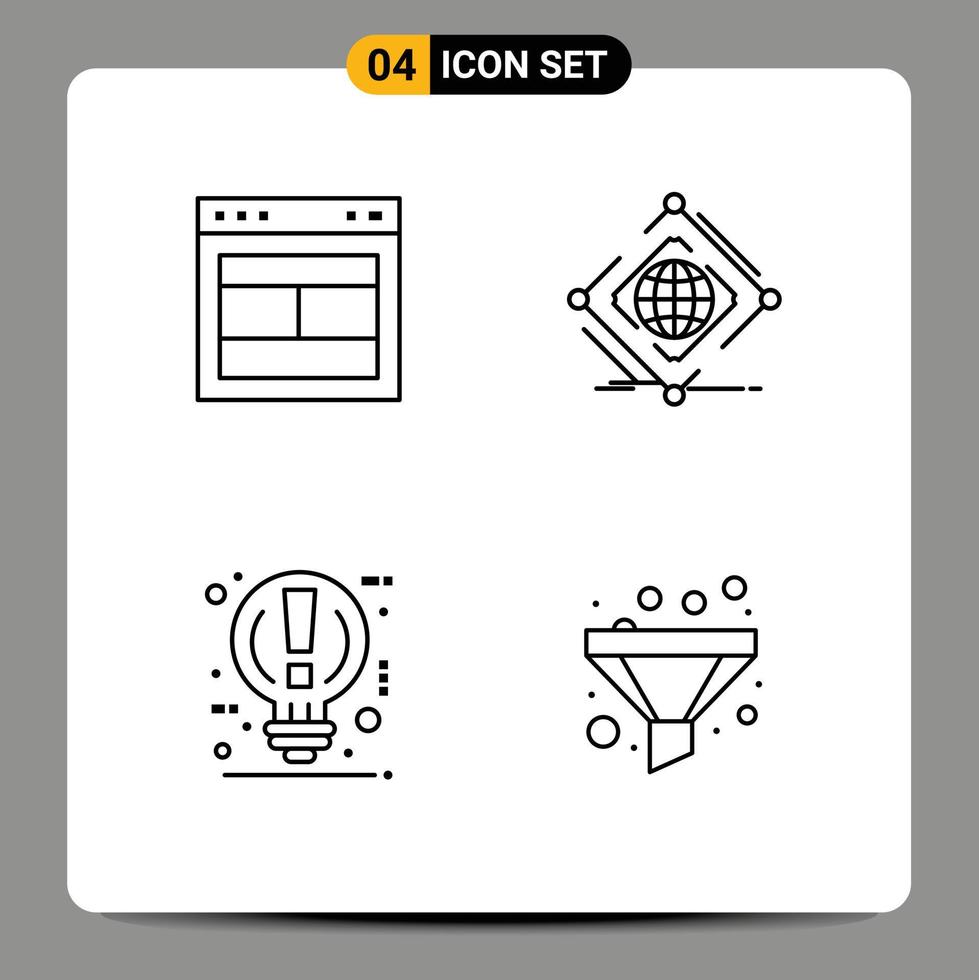 grupo de 4 4 línea de relleno plano colores señales y símbolos para diseño web web global idea editable vector diseño elementos