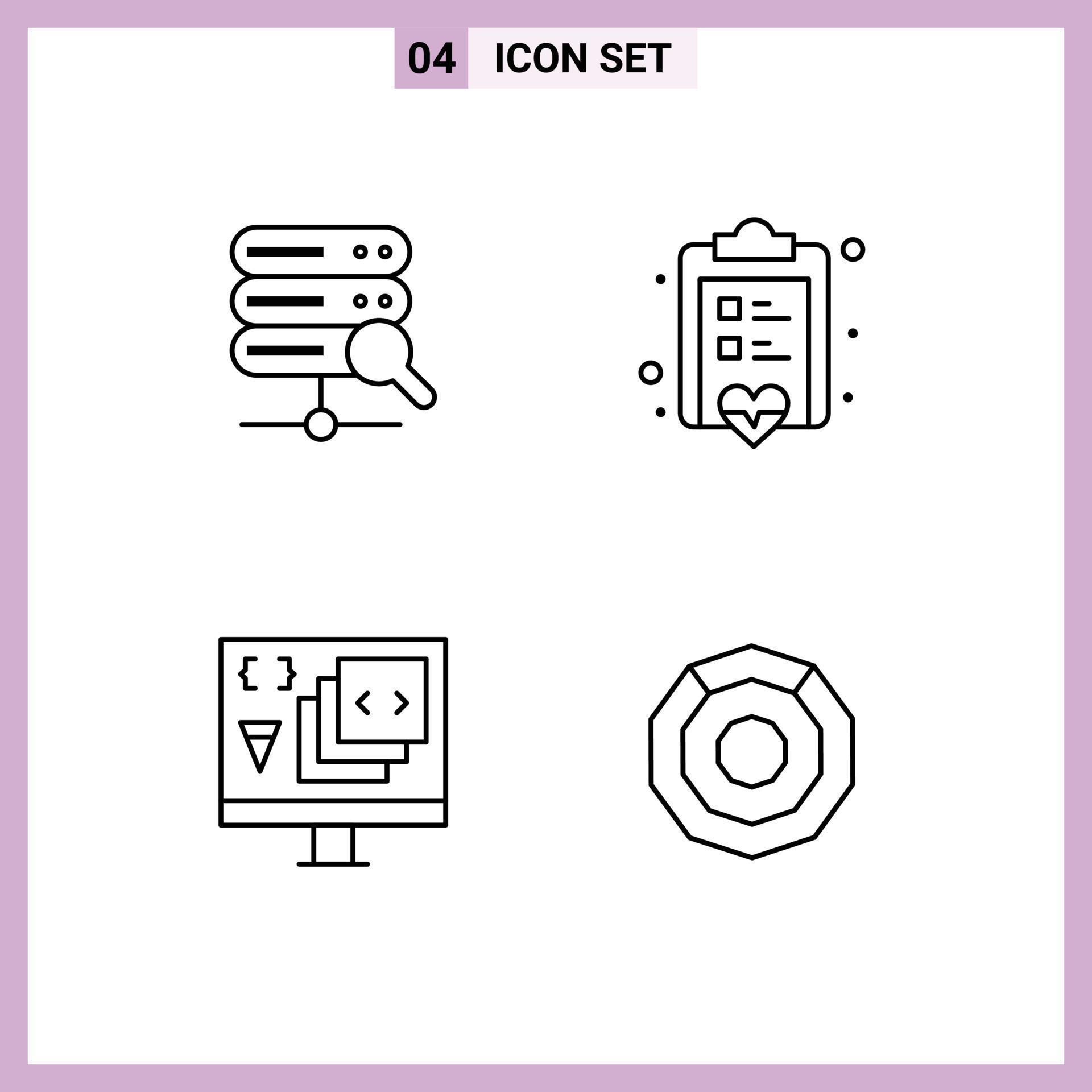 Mobile Interface Line Set of 4 Pictograms of web develop board love ...