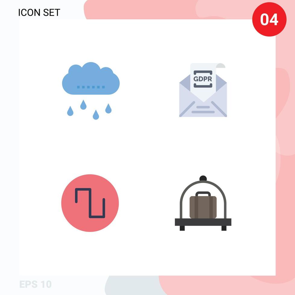 4 Universal Flat Icons Set for Web and Mobile Applications cloud sound thanksgiving european wave Editable Vector Design Elements