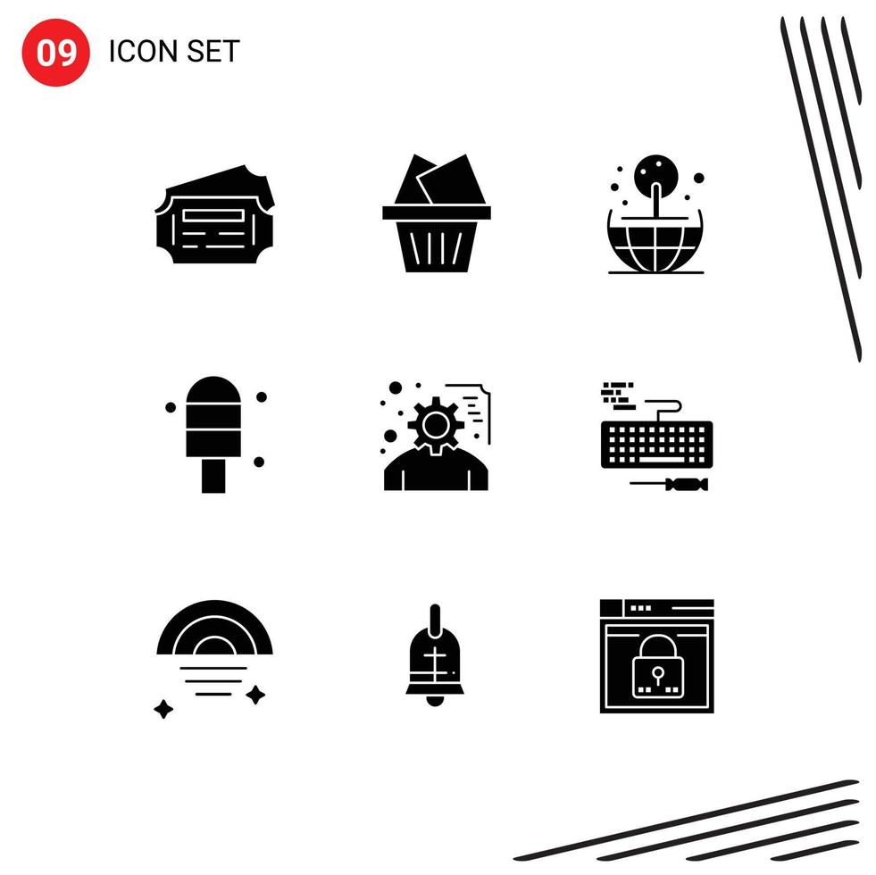 Set of 9 Modern UI Icons Symbols Signs for hardware key world service planning planning Editable Vector Design Elements