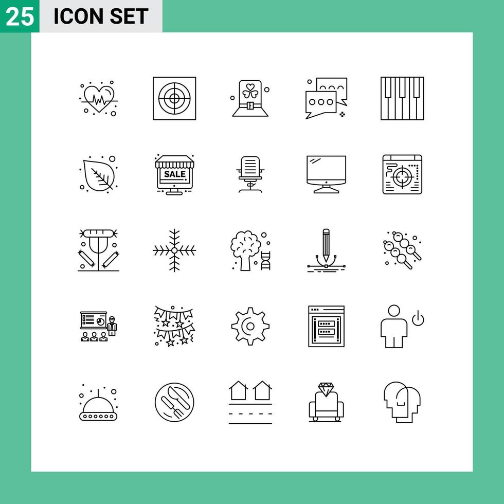 Pictogram Set of 25 Simple Lines of keyboard talk green message chat Editable Vector Design Elements