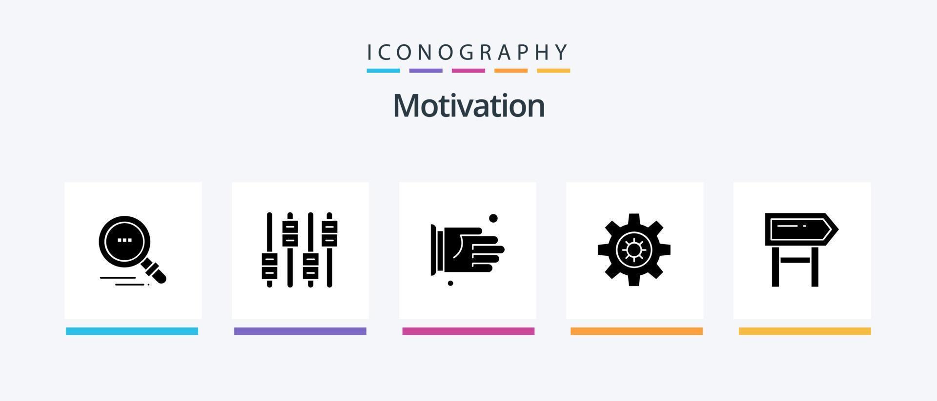 Motivation Glyph 5 Icon Pack Including motivation. board. handshake. direction. setting. Creative Icons Design vector