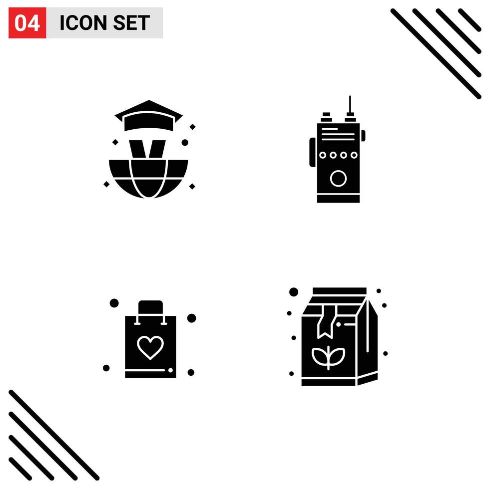 4 Creative Icons Modern Signs and Symbols of world shop walkie radio faq Editable Vector Design Elements