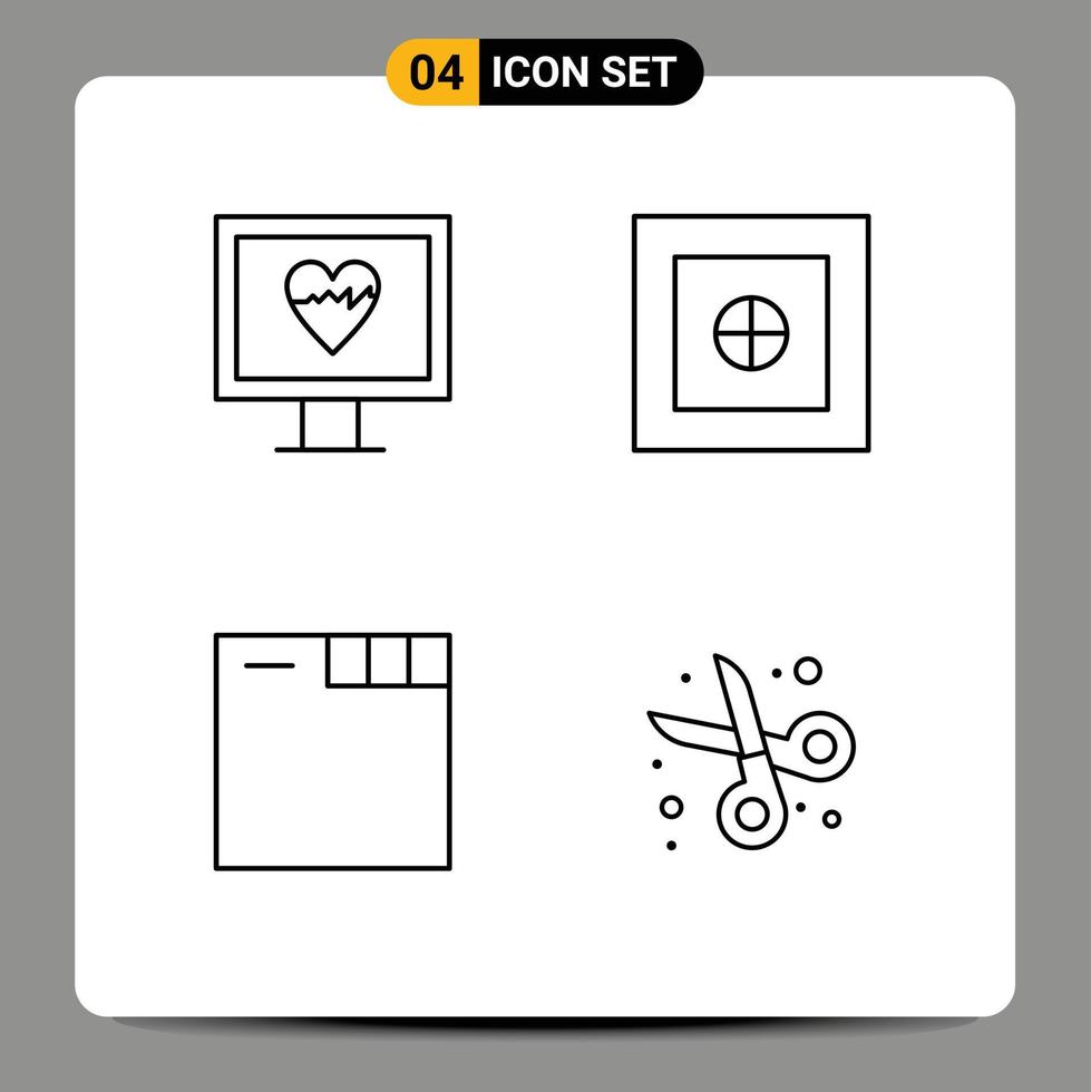 User Interface Pack of 4 Basic Filledline Flat Colors of heart back to school finance browser education Editable Vector Design Elements
