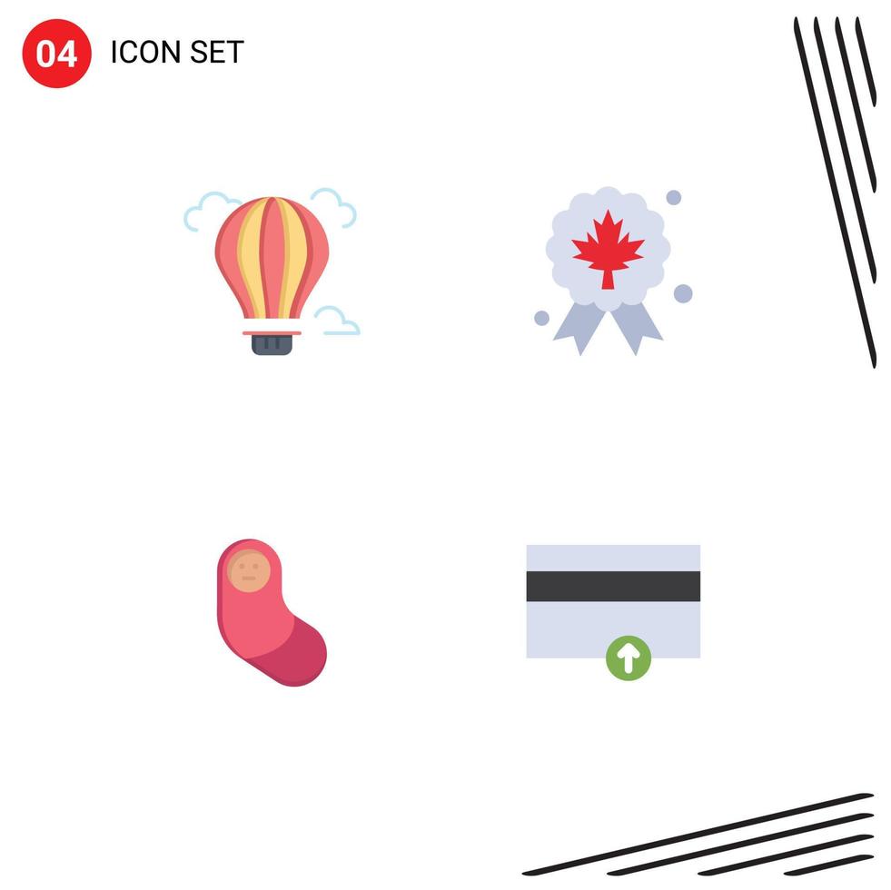 4 User Interface Flat Icon Pack of modern Signs and Symbols of balloon new born hot badge finance Editable Vector Design Elements