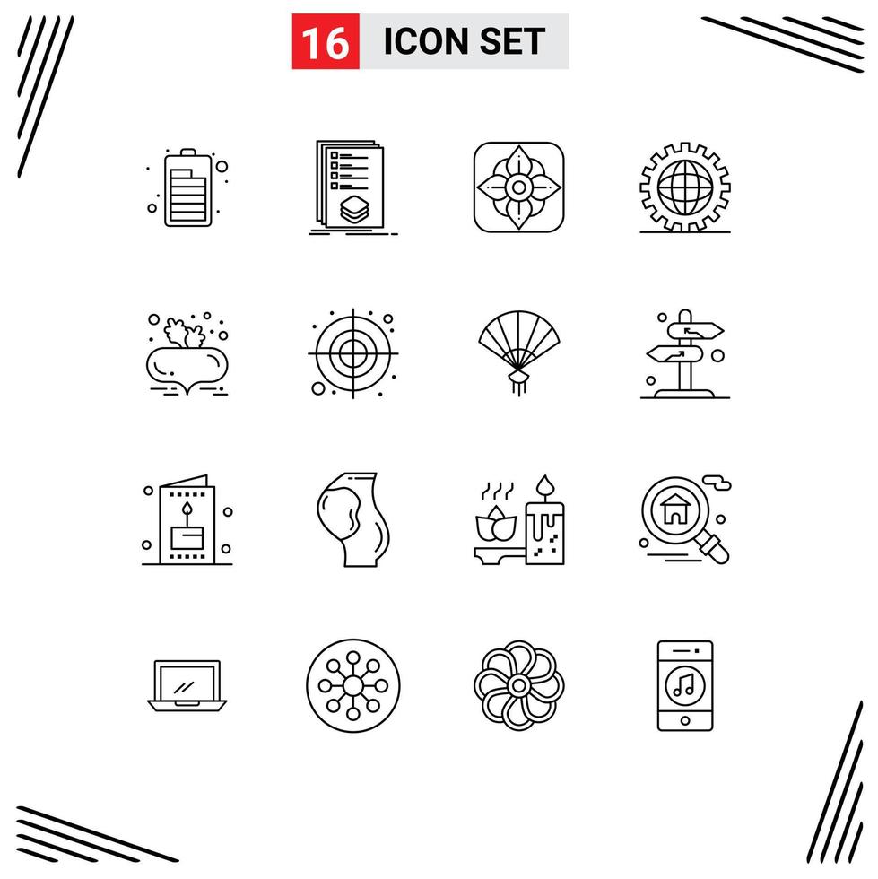 16 Creative Icons Modern Signs and Symbols of beetroot programing flower global design Editable Vector Design Elements