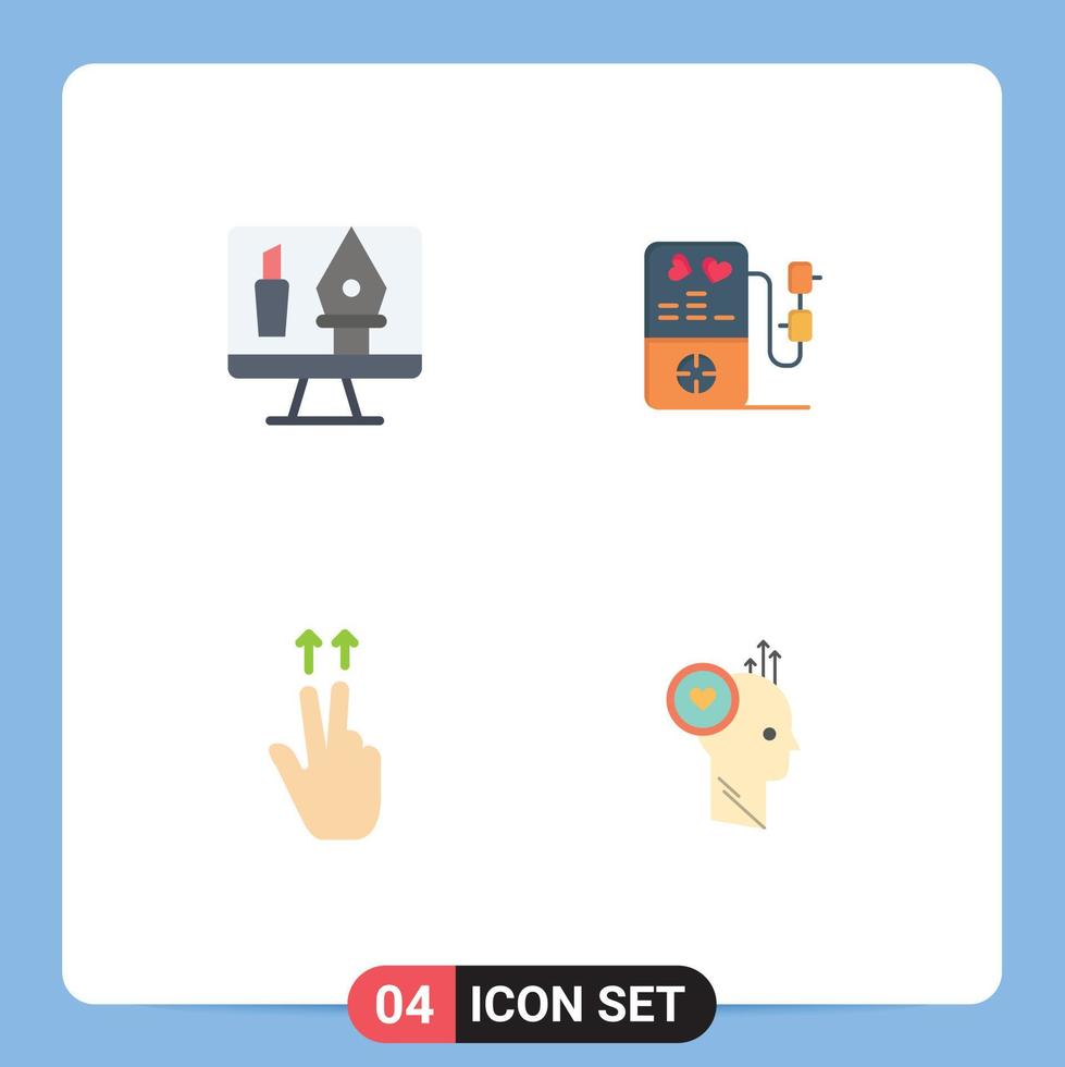 Mobile Interface Flat Icon Set of 4 Pictograms of tools ups computer wedding like Editable Vector Design Elements