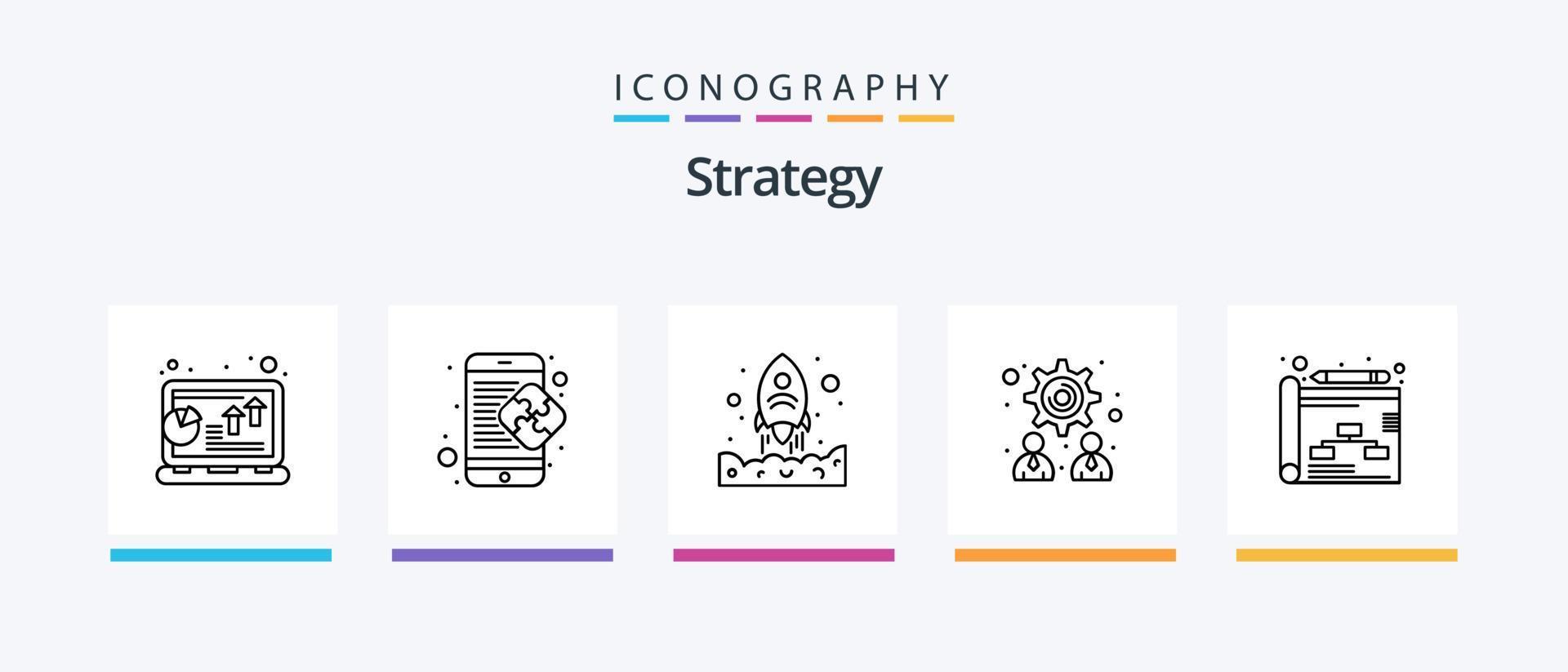 estrategia línea 5 5 icono paquete incluso móvil. rompecabezas. navegación. creativo. plan. creativo íconos diseño vector