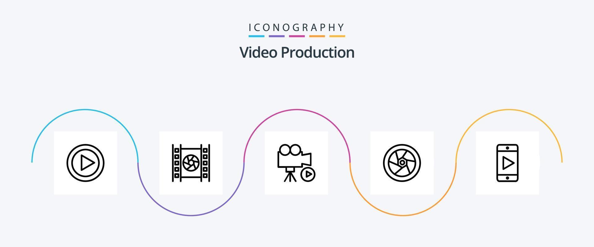 vídeo producción línea 5 5 icono paquete incluso . película . medios de comunicación . medios de comunicación . cámara vector