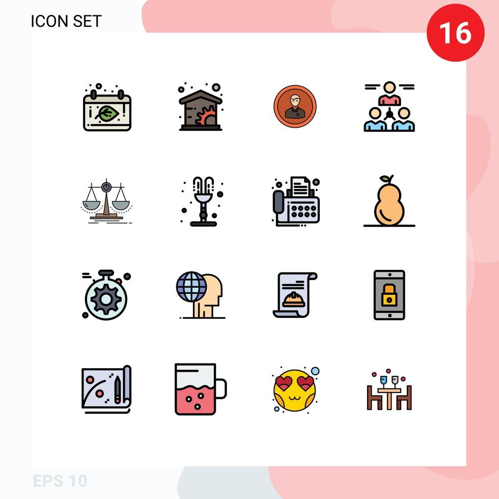 Flat Color Filled Line Pack of 16 Universal Symbols of team user business connect profile Editable Creative Vector Design Elements