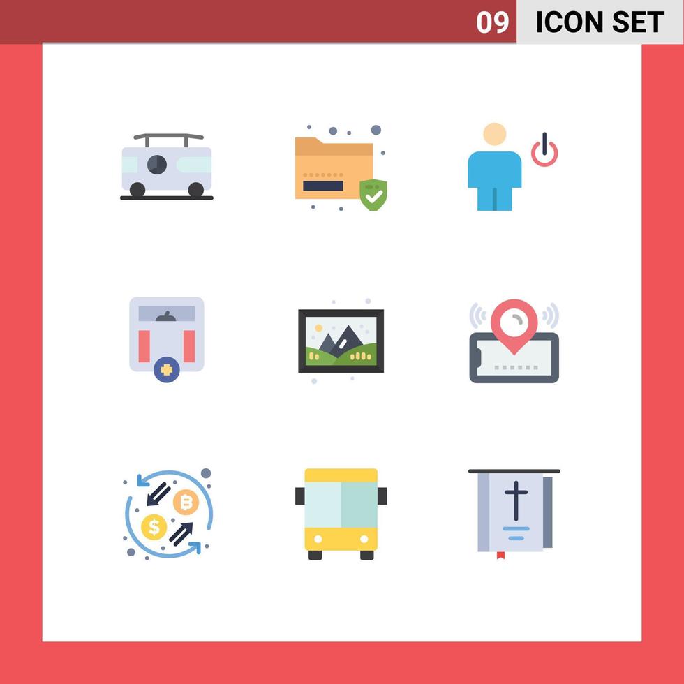 Pictogram Set of 9 Simple Flat Colors of image medical avatar health standby Editable Vector Design Elements