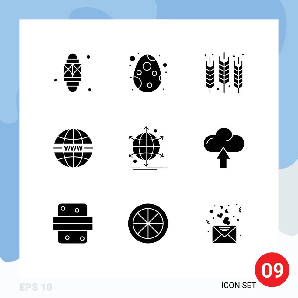 9 Universal Solid Glyph Signs Symbols of web security celebration internet gluten Editable Vector Design Elements