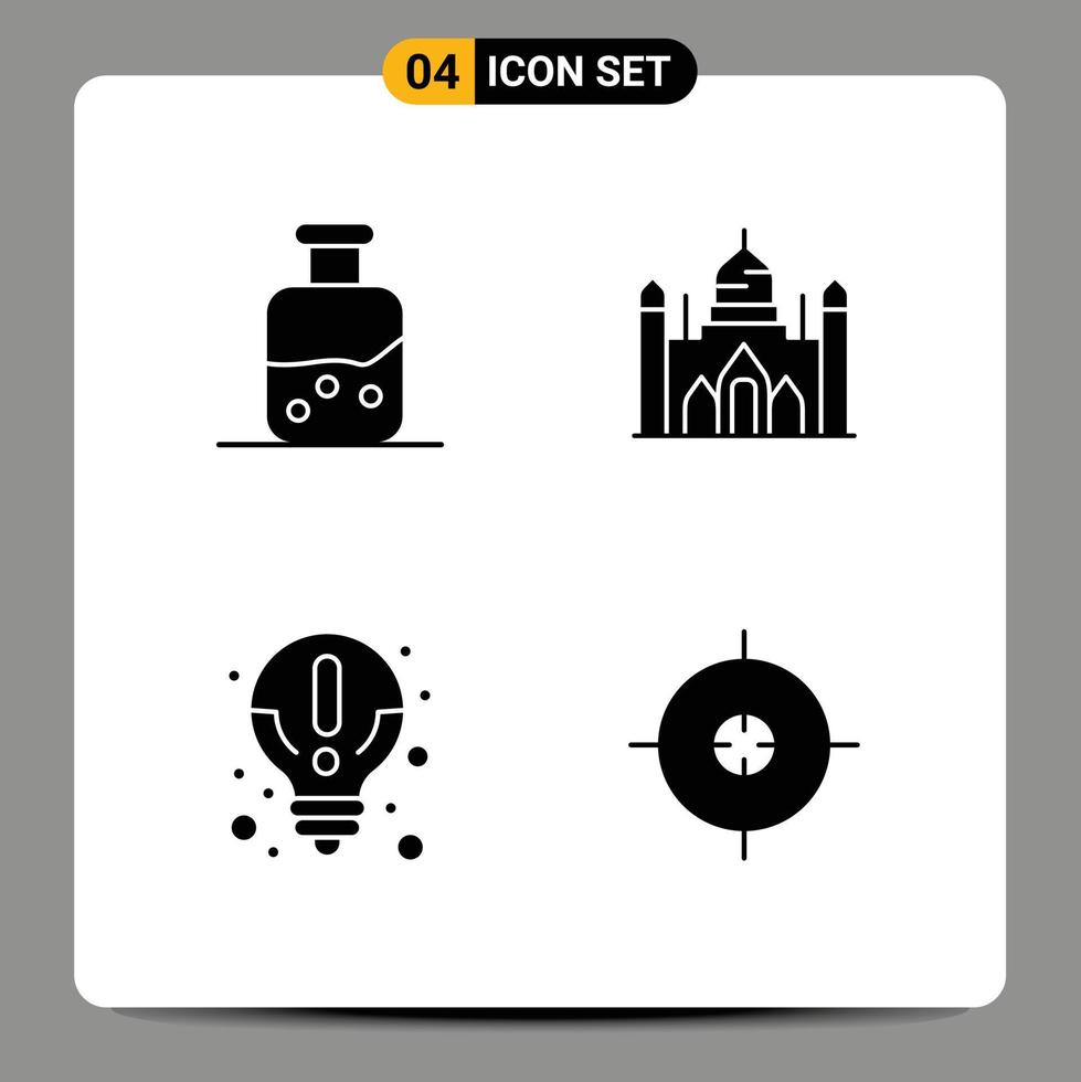 4 Universal Solid Glyphs Set for Web and Mobile Applications lab idea bottle dhaka knowledge Editable Vector Design Elements