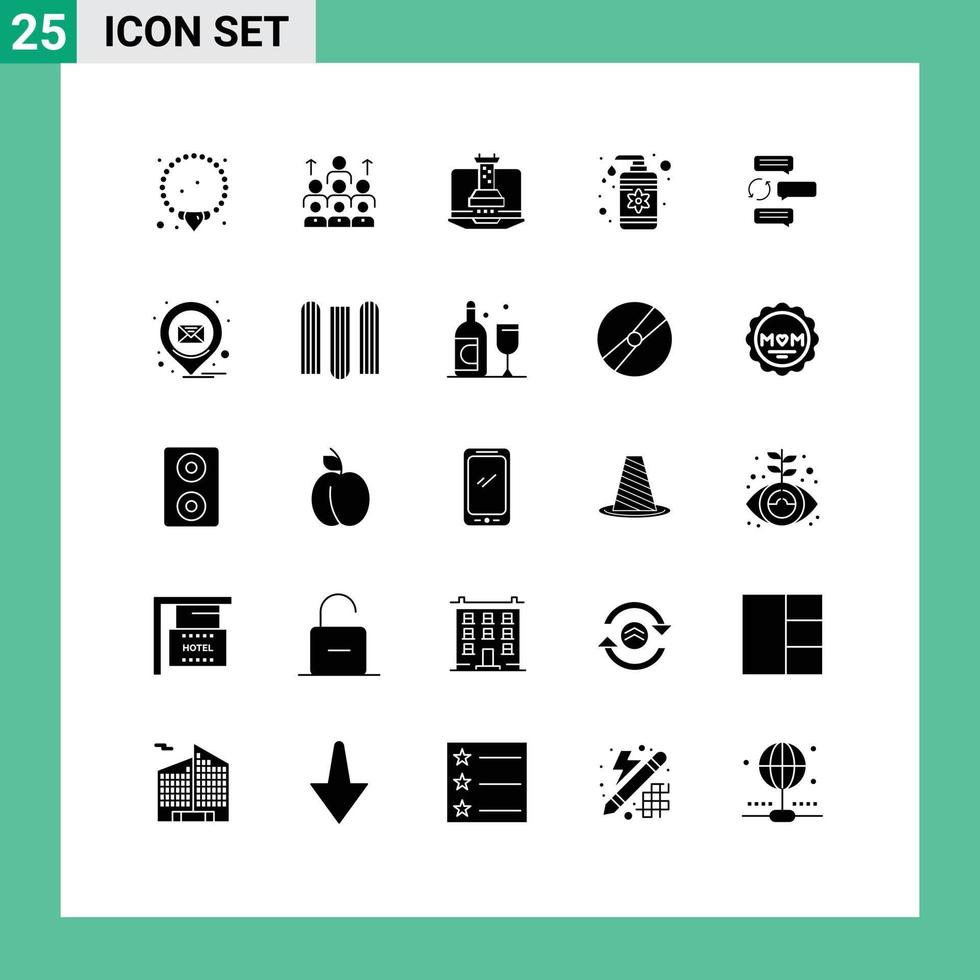 Pictogram Set of 25 Simple Solid Glyphs of spa drop organization marketing strategy Editable Vector Design Elements