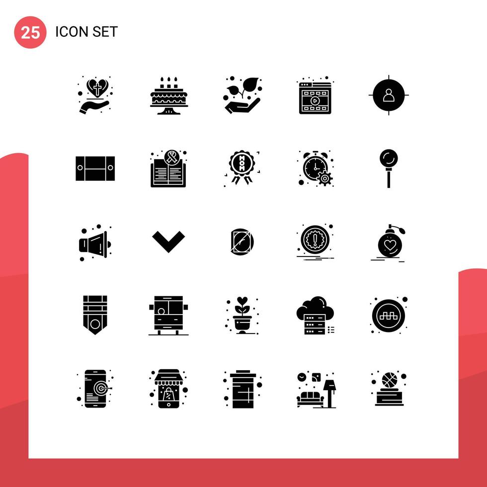 moderno conjunto de 25 sólido glifos y símbolos tal como administración negocio eco en línea jugador editable vector diseño elementos
