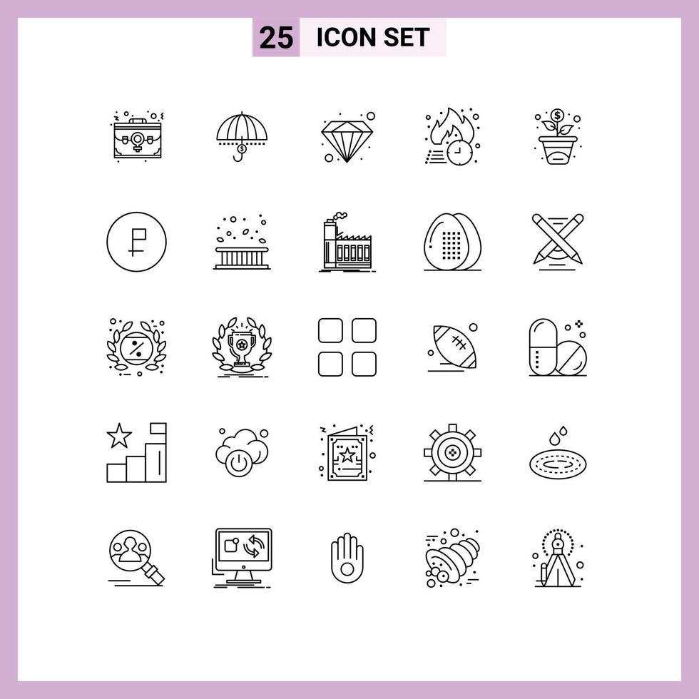 Editable Vector Line Pack of 25 Simple Lines of friday value money premium support Editable Vector Design Elements