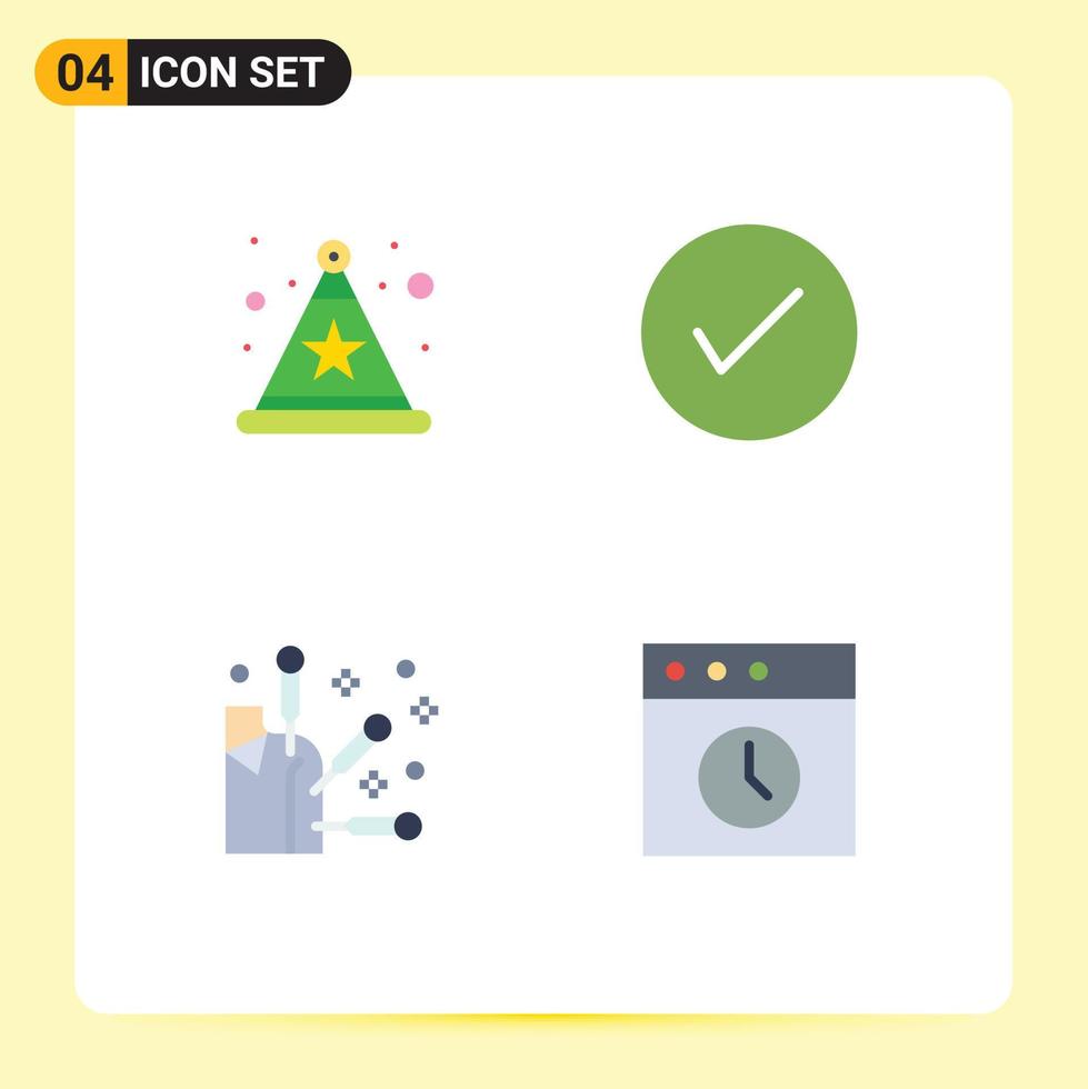 4 Flat Icon concept for Websites Mobile and Apps celebration spa arrow okay app Editable Vector Design Elements