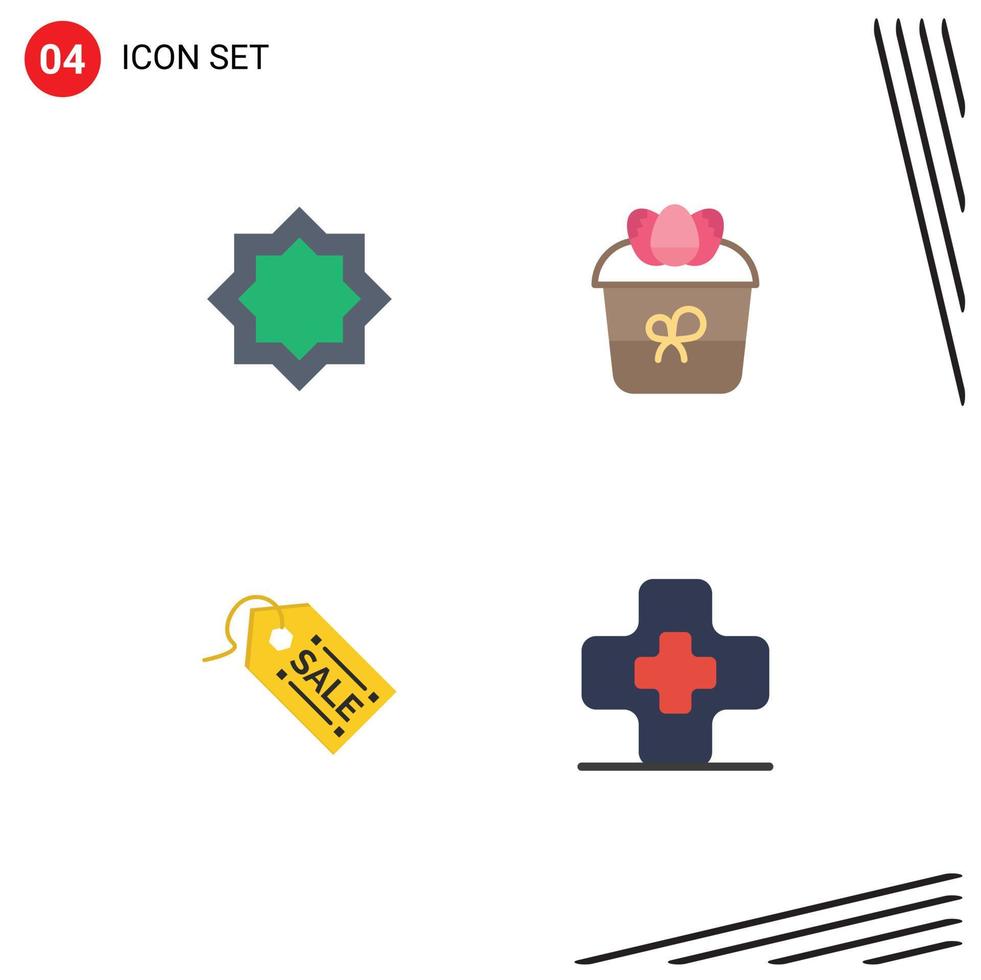 Pictogram Set of 4 Simple Flat Icons of art plant star decoration shopping Editable Vector Design Elements