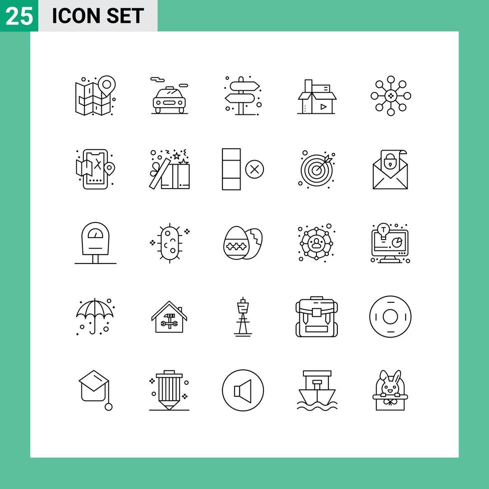 Line Pack of 25 Universal Symbols of biochemistry media direction digital content Editable Vector Design Elements