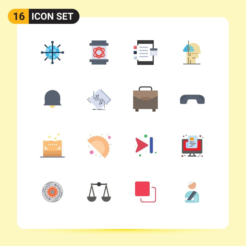 16 Thematic Vector Flat Colors and Editable Symbols of bell habit coding catch borrowing ideas Editable Pack of Creative Vector Design Elements