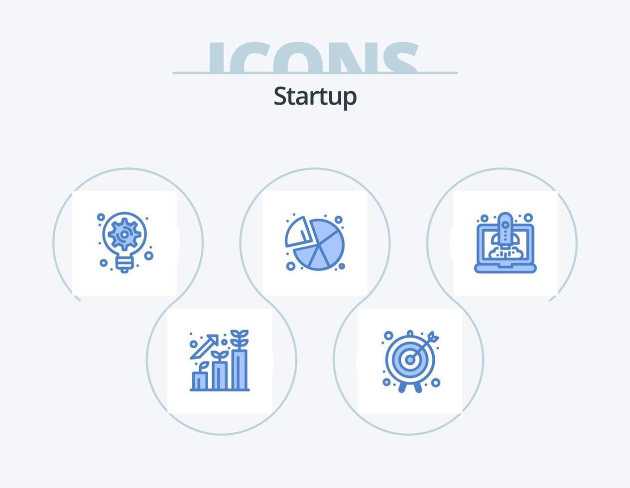 Startup Blue Icon Pack 5 Icon Design. launching. graph. generation. statistics. chart vector