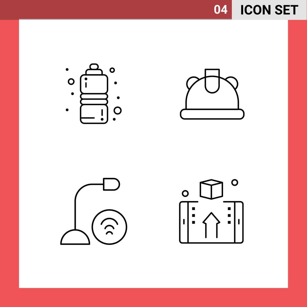 Pack of 4 Modern Filledline Flat Colors Signs and Symbols for Web Print Media such as diet gadget water helmet microphone Editable Vector Design Elements