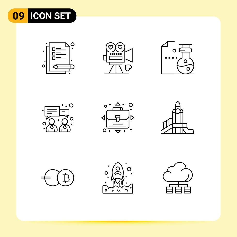 Pictogram Set of 9 Simple Outlines of person growth chemistry finance business Editable Vector Design Elements