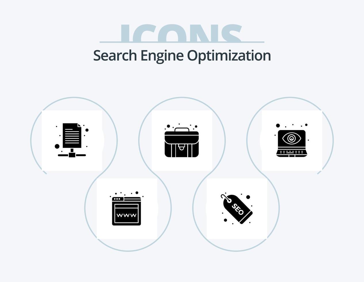Seo Glyph Icon Pack 5 Icon Design. monitoring. case. database. brief. storage vector