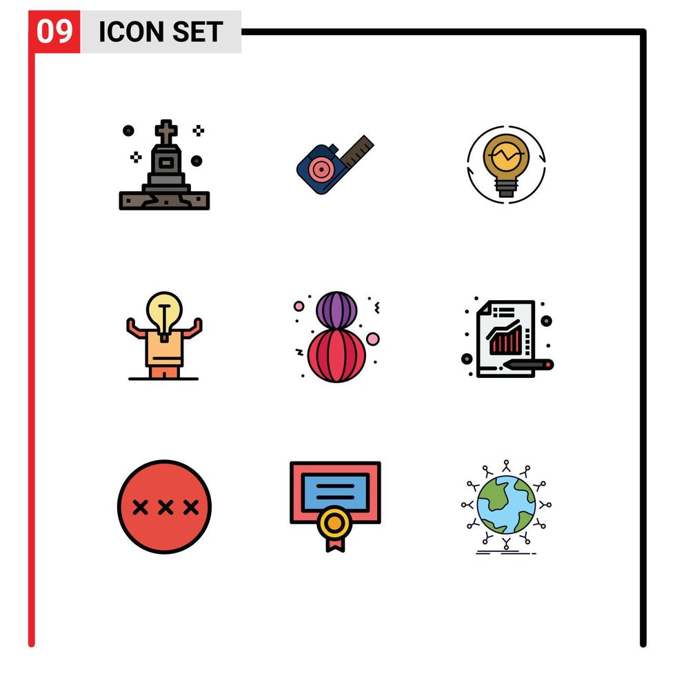 Stock Vector Icon Pack of 9 Line Signs and Symbols for man business bulb lightbulb innovation Editable Vector Design Elements