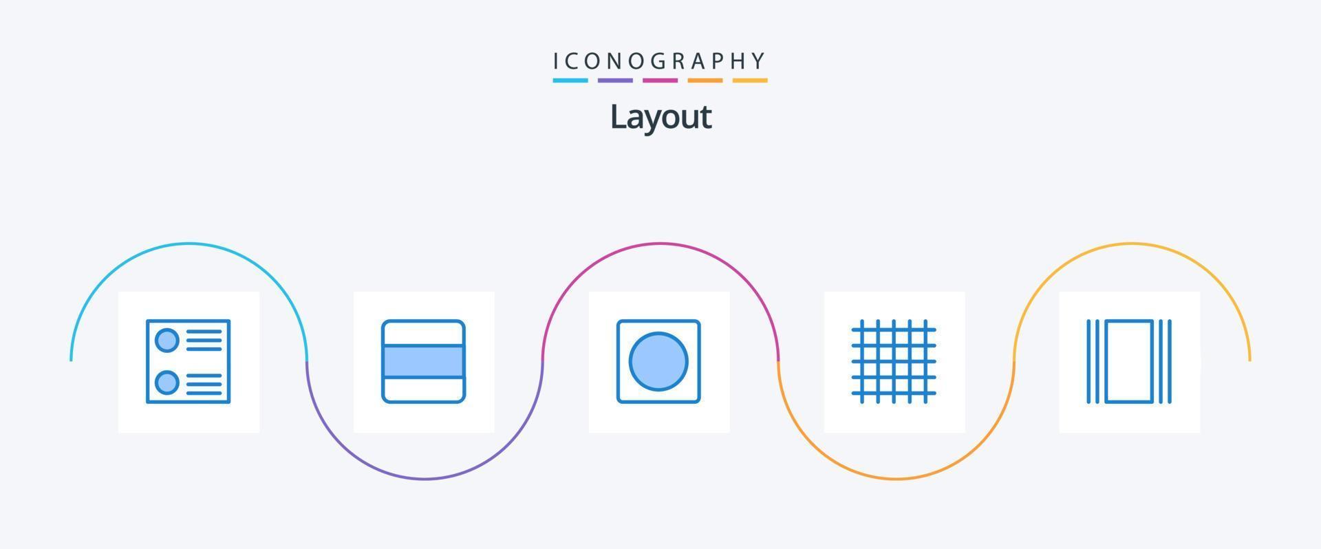 diseño azul 5 5 icono paquete incluso disposición. fluir. disposición. cubrir. línea vector