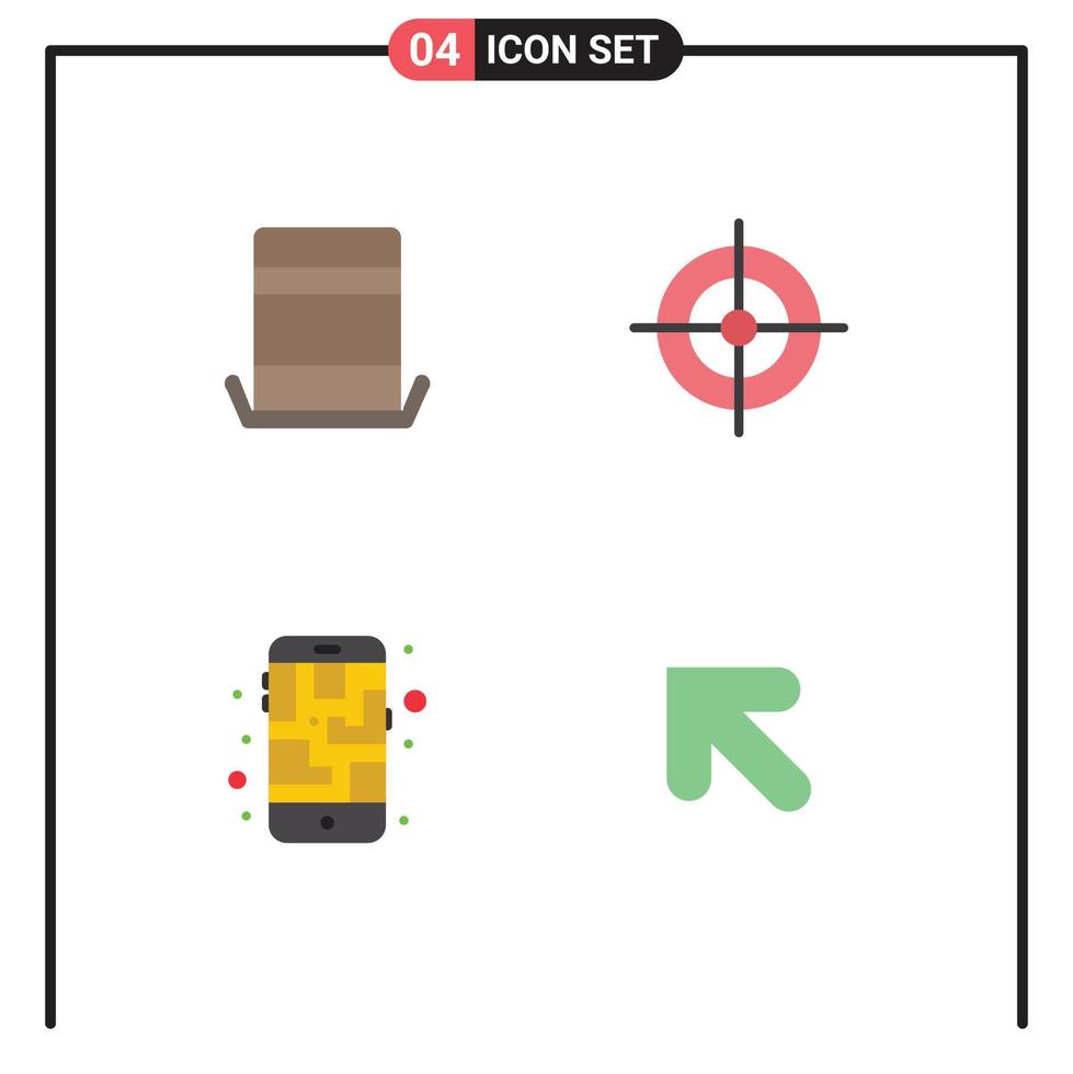 Set of 4 Commercial Flat Icons pack for fashion phone top hat target arrow Editable Vector Design Elements