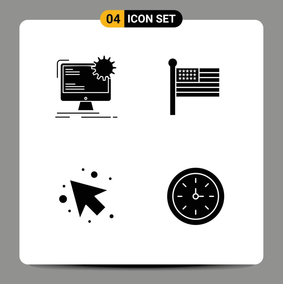 Universal Icon Symbols Group of 4 Modern Solid Glyphs of internet arrow site states left Editable Vector Design Elements