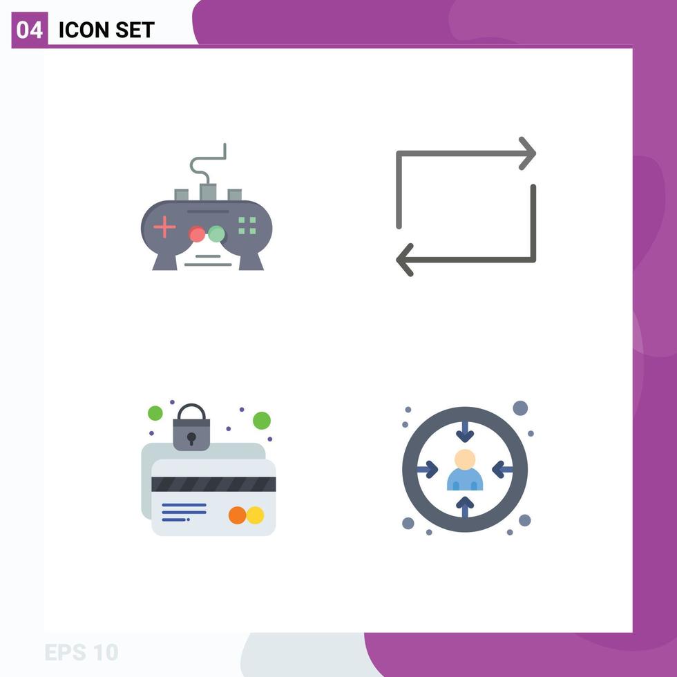 Universal Icon Symbols Group of 4 Modern Flat Icons of game card protection xbox play lock Editable Vector Design Elements