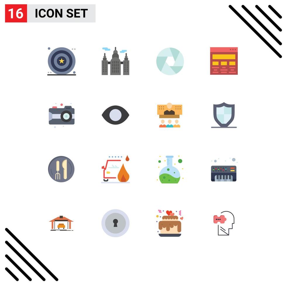 Universal Icon Symbols Group of 16 Modern Flat Colors of arts web camera paint graphic Editable Pack of Creative Vector Design Elements