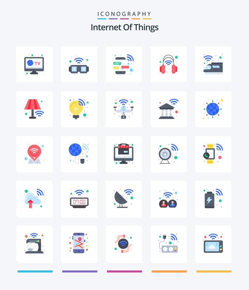 Creative Internet Of Things 25 Flat icon pack  Such As public. microphone. device. headset. smart vector