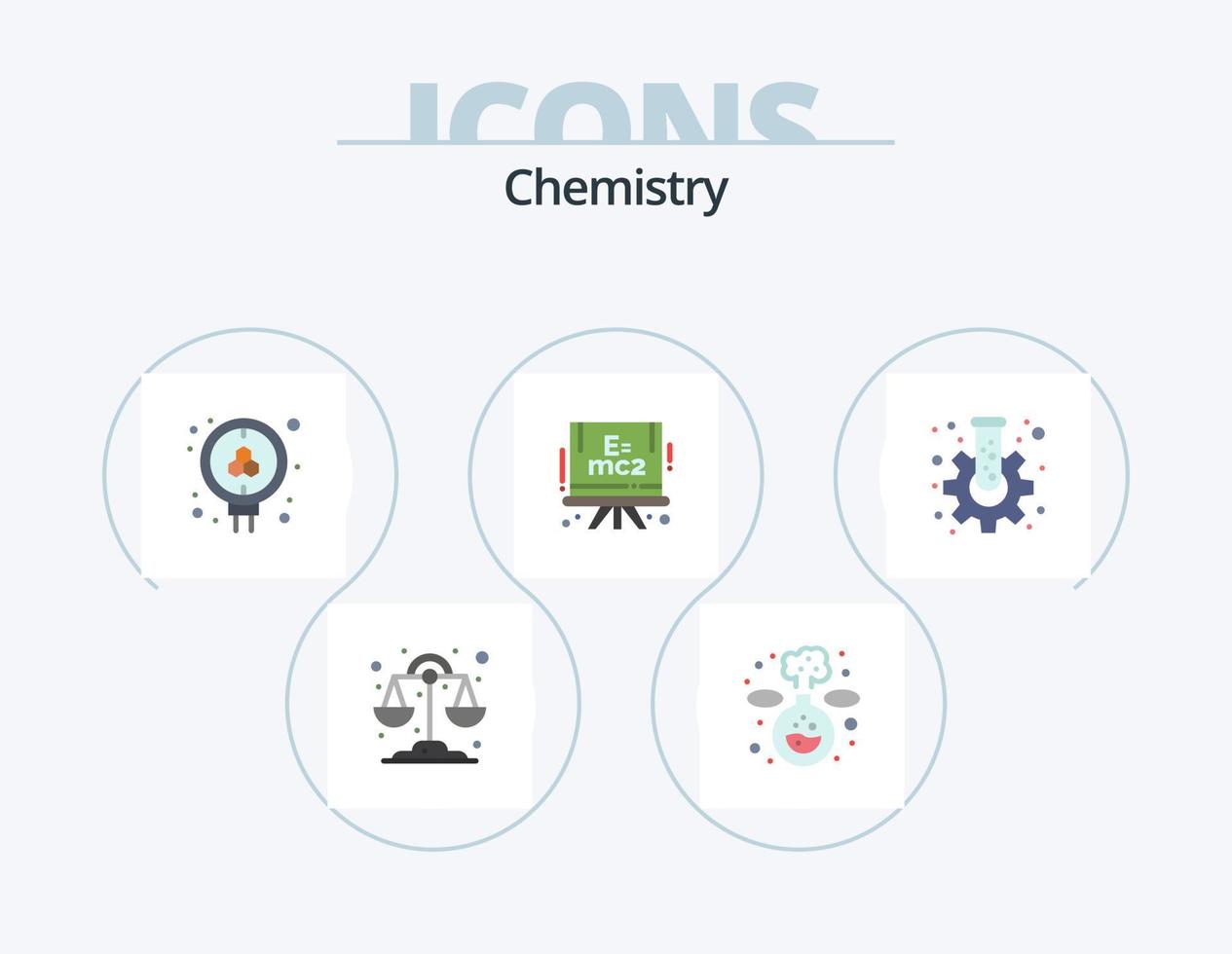 química plano icono paquete 5 5 icono diseño. . engranaje. ciencia. matraz. Ciencias vector