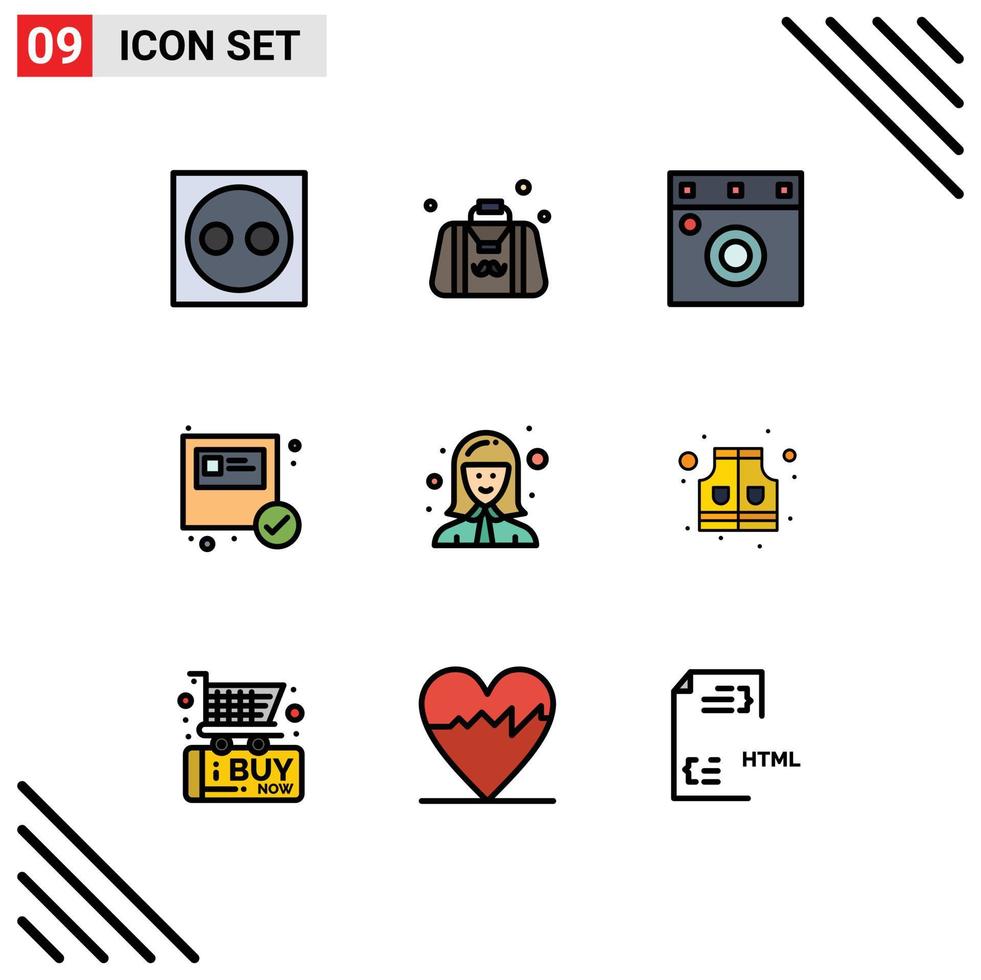 conjunto de 9 9 moderno ui íconos símbolos señales para avatar paquete padres día comercio electrónico guardarropa editable vector diseño elementos