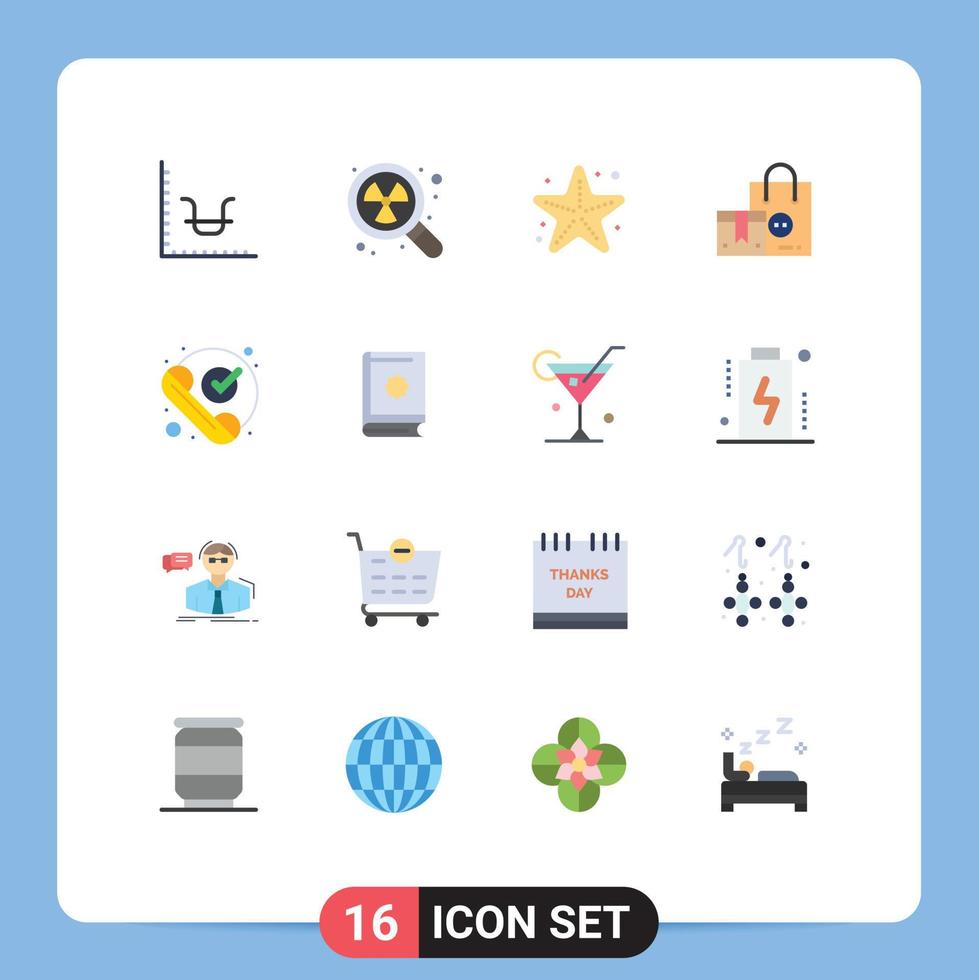 16 Thematic Vector Flat Colors and Editable Symbols of call shopping beach product bag Editable Pack of Creative Vector Design Elements