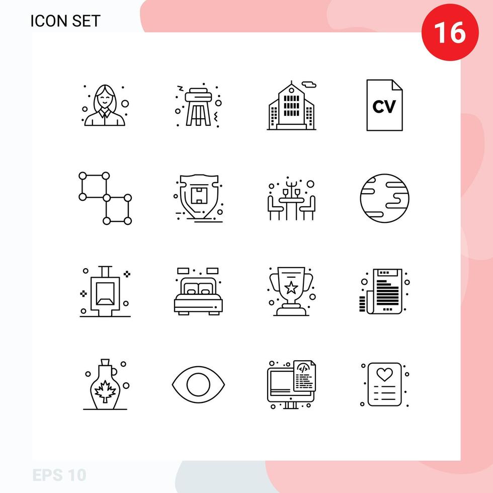 Outline Pack of 16 Universal Symbols of space connection business bound high school Editable Vector Design Elements
