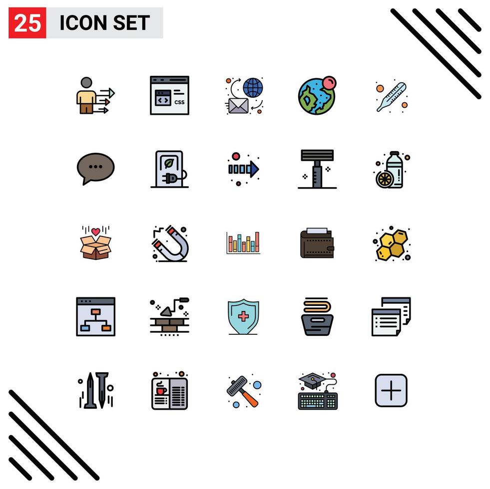 Universal Icon Symbols Group of 25 Modern Filled line Flat Colors of moon globe development earth message Editable Vector Design Elements