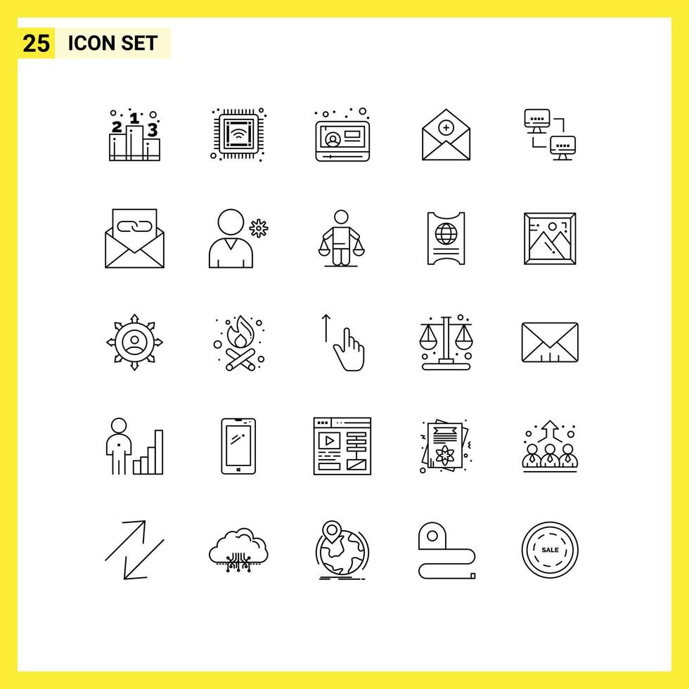 25 creativo íconos moderno señales y símbolos de correo comunicación Noticias correo añadir editable vector diseño elementos