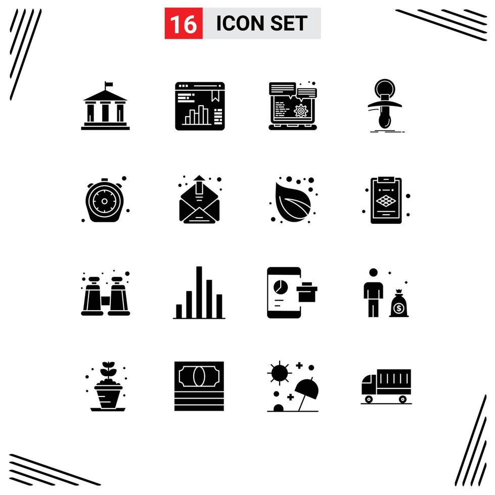 Set of 16 Modern UI Icons Symbols Signs for chrono nipple browser newbie baby Editable Vector Design Elements