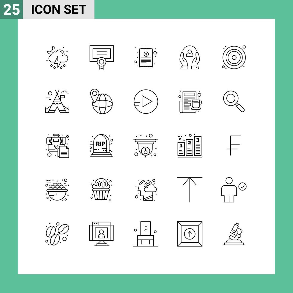 Group of 25 Lines Signs and Symbols for cd people bill human care Editable Vector Design Elements