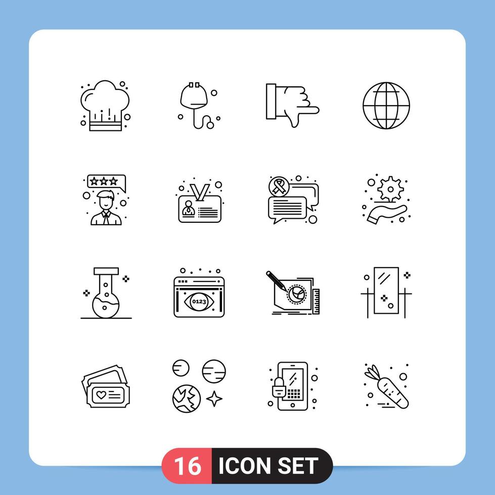 16 Outline concept for Websites Mobile and Apps identification review thumbs down feedback web Editable Vector Design Elements